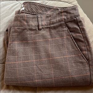 L.L.Bean Classic Fit Glen Plaid Wool Trousers Brown Petite 16 GUC Heritage Look